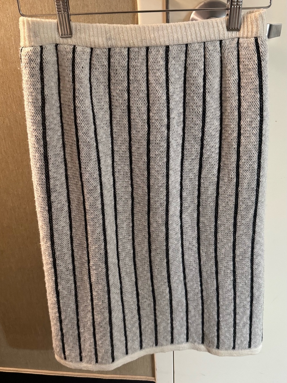 Marz Munchen made in West Germany Wool Cream & Black Striped Knit Pencil Skirt